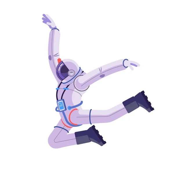 Un astronaute dansant. Cosmonaute exécutant la danse moderne. Illustration vectorielle de bande dessinée isolée en fond blanc — Image vectorielle