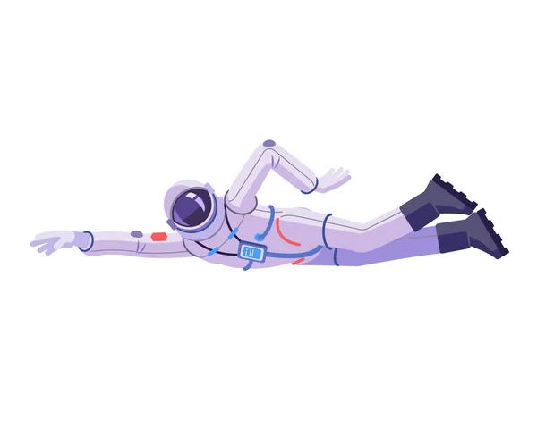 Astronot uzayda yüzüyor. Astronot Adam karakter vektör dizaynı. Çeşitli eylemlerle temsil ediliyor. Beyaz arkaplanda izole edilmiş vektör düzlüğü, çizgi film resim çizimi. — Stok Vektör