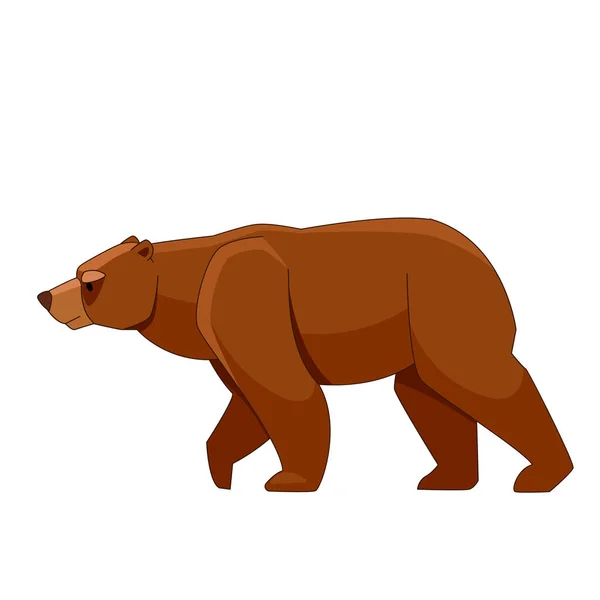 Orso bruno che cammina libero. Vettore del fumetto illustrazione piatta isolato su sfondo bianco — Vettoriale Stock