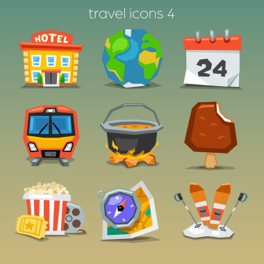 Komik seyahat Icons set 