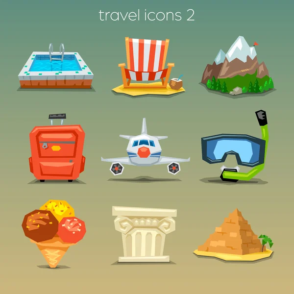 Funny travel icons set — Stock Vector