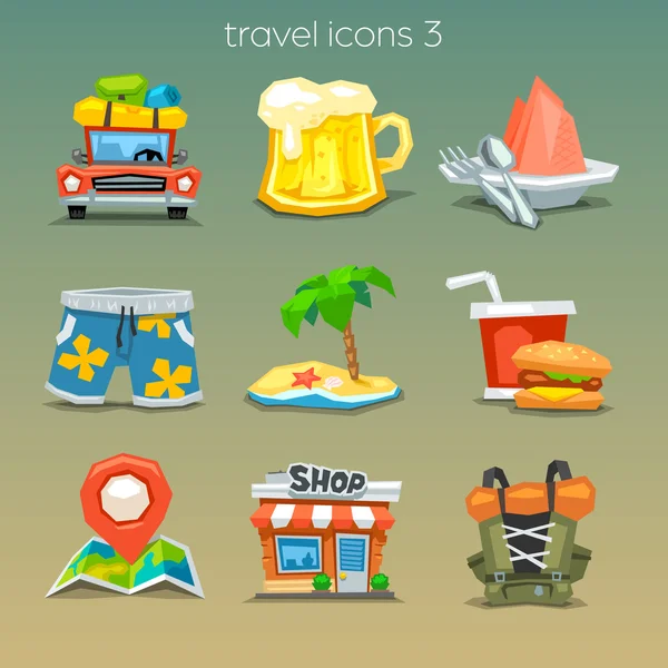 Funny travel icons set — Stock Vector