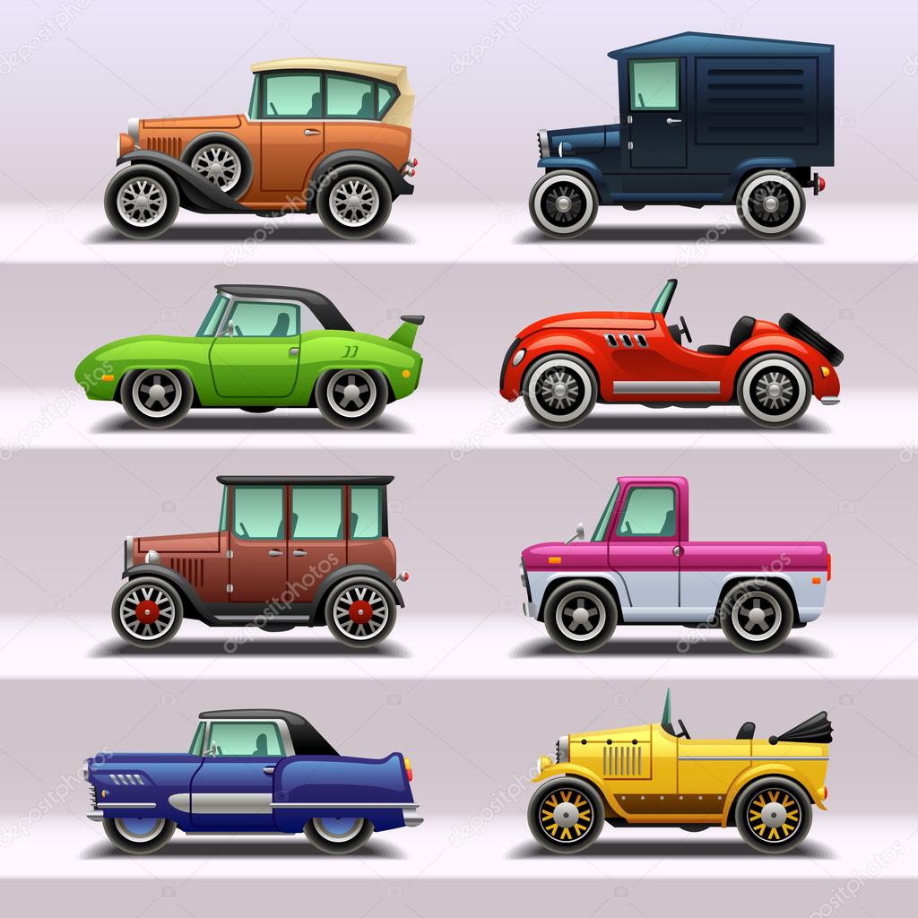 Set of retro cars