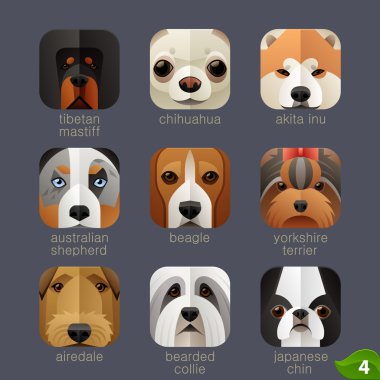 Dogs faces icons clipart