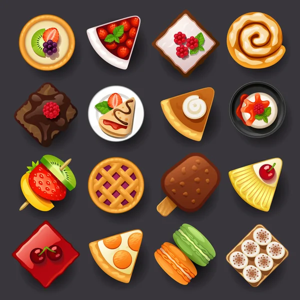 Conjunto de ícones de sobremesa — Vetor de Stock