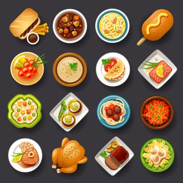 Platos icono conjunto — Vector de stock