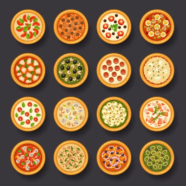 Ensemble icône de pizza — Image vectorielle