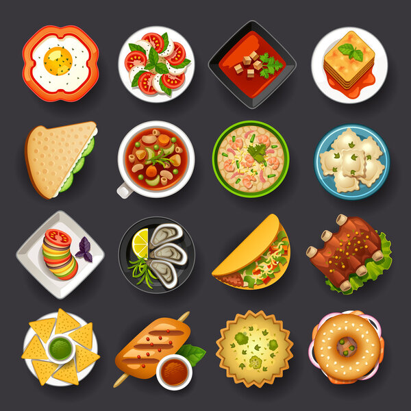 Dishes icon set Royalty Free Stock Vectors