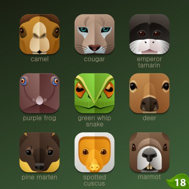 Animals muzzles icons clipart