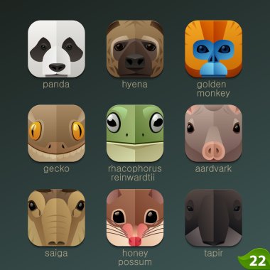 Animals muzzles icons clipart
