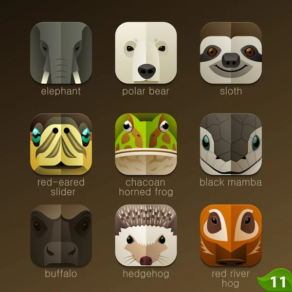 Animals muzzles icons — Stock Vector