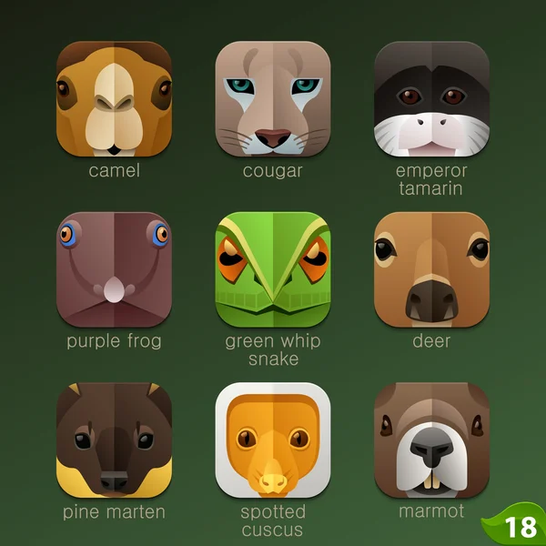 Animals muzzles icons — Stock Vector