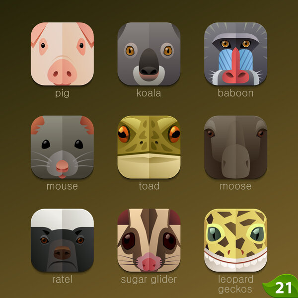 Animals muzzles icons