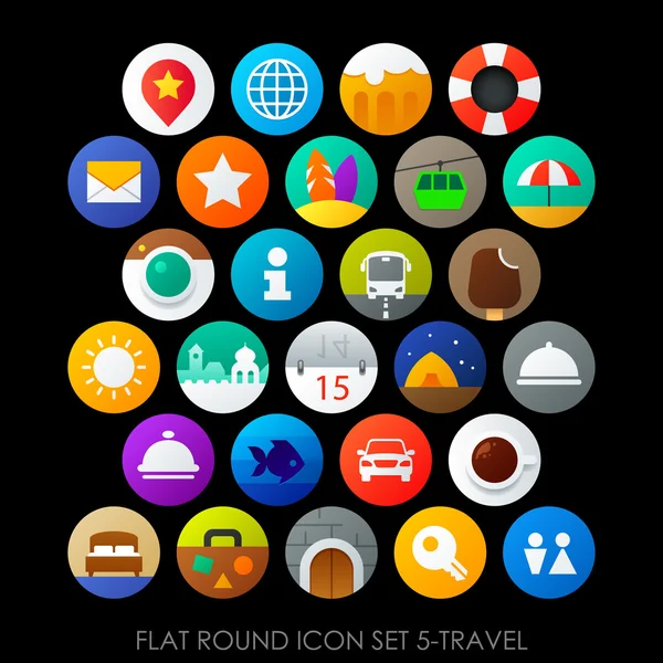 Round icons set travel — Stock Vector