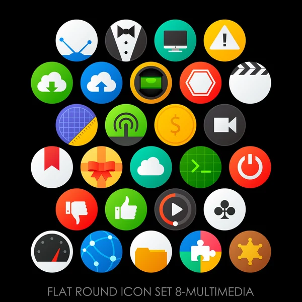 Flache runde Icons Multimedia — Stockvektor