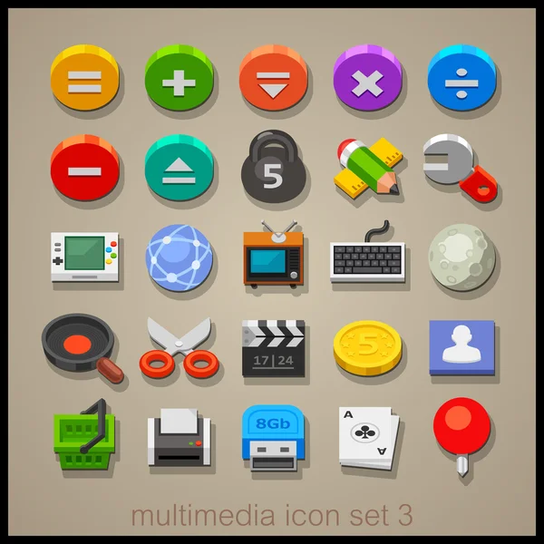 Conjunto de iconos de tecnología multimedia . — Vector de stock