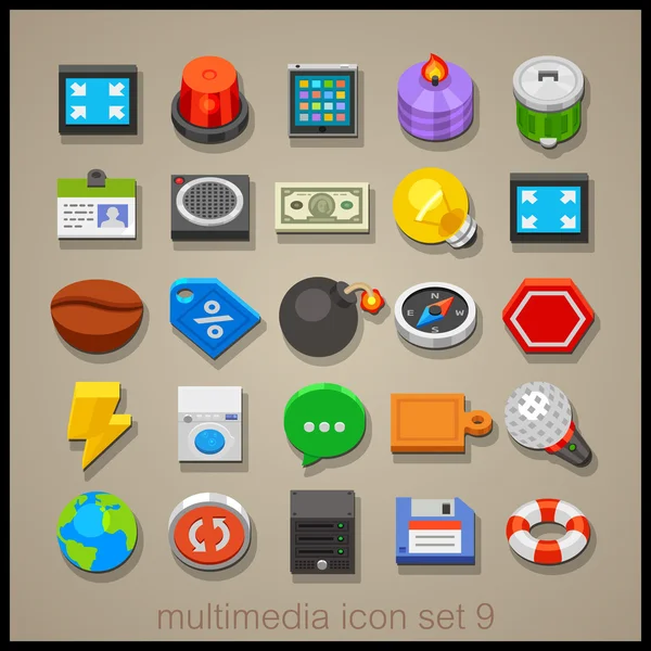 Conjunto de iconos de tecnología multimedia . — Vector de stock