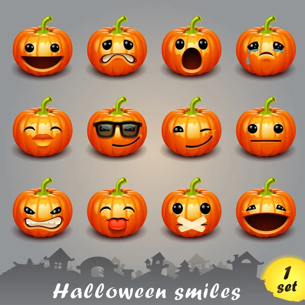 Sorrisi di zucca di Halloween — Vettoriale Stock