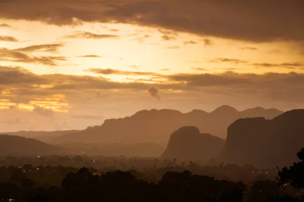 Peaceful view of Vinales valley at sunrise. Aerial View of the V — Stock fotografie