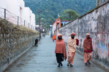 Rishikesh, Hindistan - Jan 03: t üzerinde yürüme tanımlanamayan sadhu babas