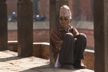 BHAKTAPUR, Nepal - 20 Kasım: Kalan bilinmeyen adam portresi bir