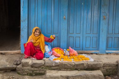 Durbar Meydanı, Katmandu, Nepal - 30 Kasım 2014: Kadın selli