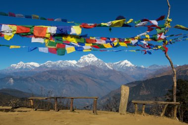 Annapurna Tibet bayraklar kamp 4200 m (Himalaya, Nepal temel)