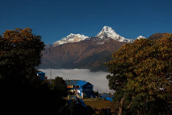 Annapurna I Himalaya Mountains View from Poon Hill 3210m at nigh — Stock Photo, Image