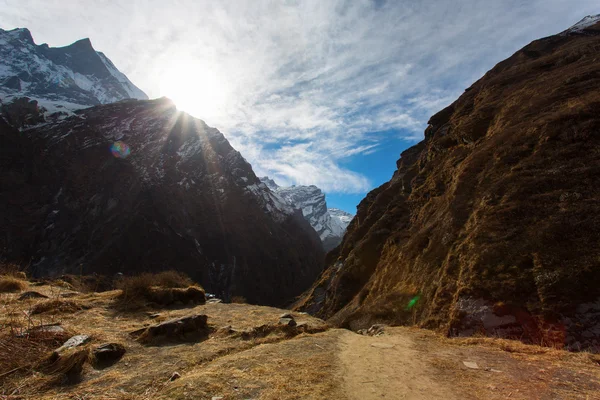 Machhapuchhare Base Camp i Himalaya-bjergene, tæt på Annapurn - Stock-foto