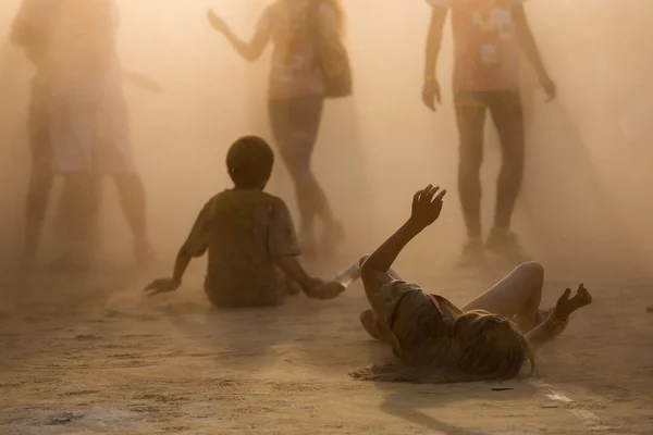 People in dust — Stock Photo, Image