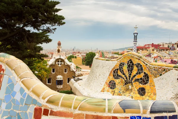 Colorful architecture by Antonio Gaudi. Parc Guell is the most important park in Barcelona. Spain — Stock Photo, Image