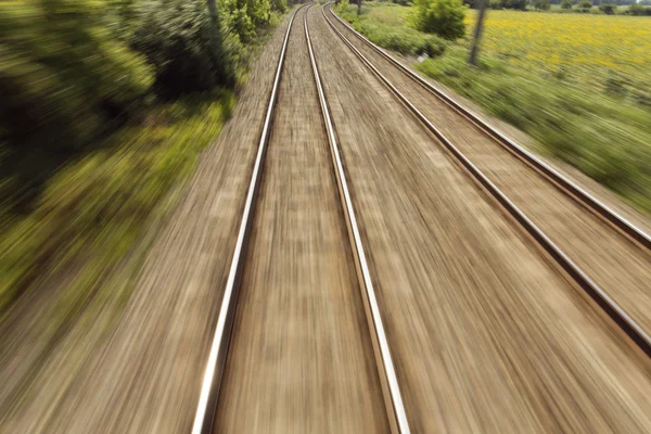 Ferrovia, linee ferroviarie effetto movimento — Foto Stock