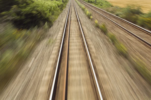 Ferrovia, linhas ferroviárias efeito em movimento — Fotografia de Stock