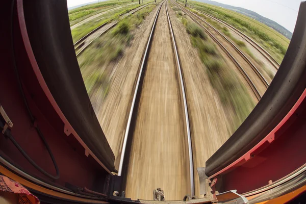 Залізниця, ефект руху залізничних ліній — стокове фото
