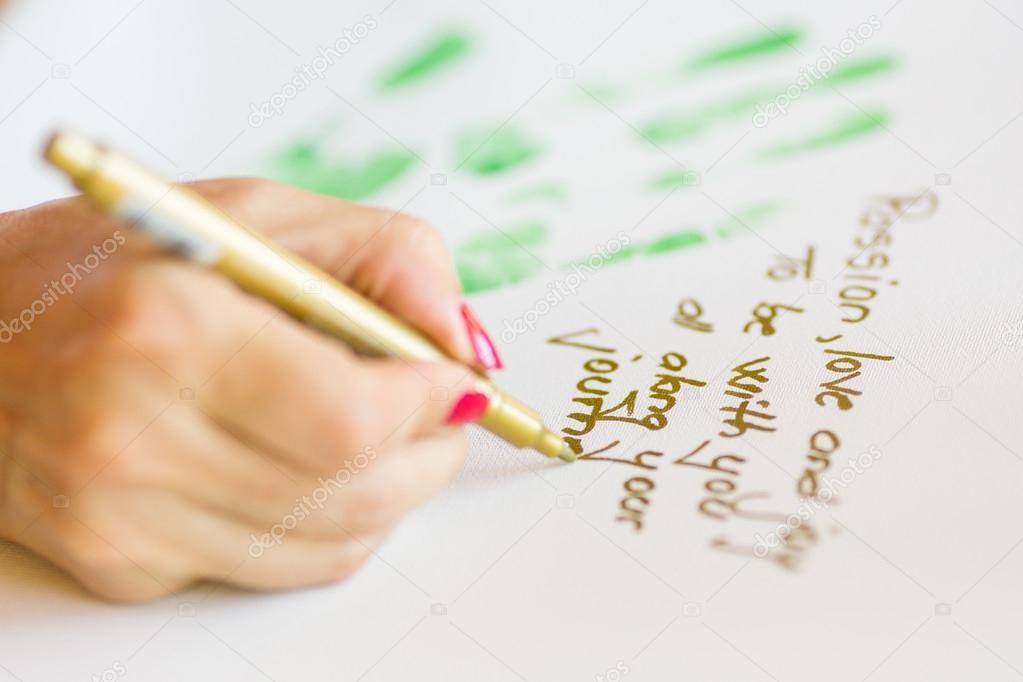 Writing message on paper 
