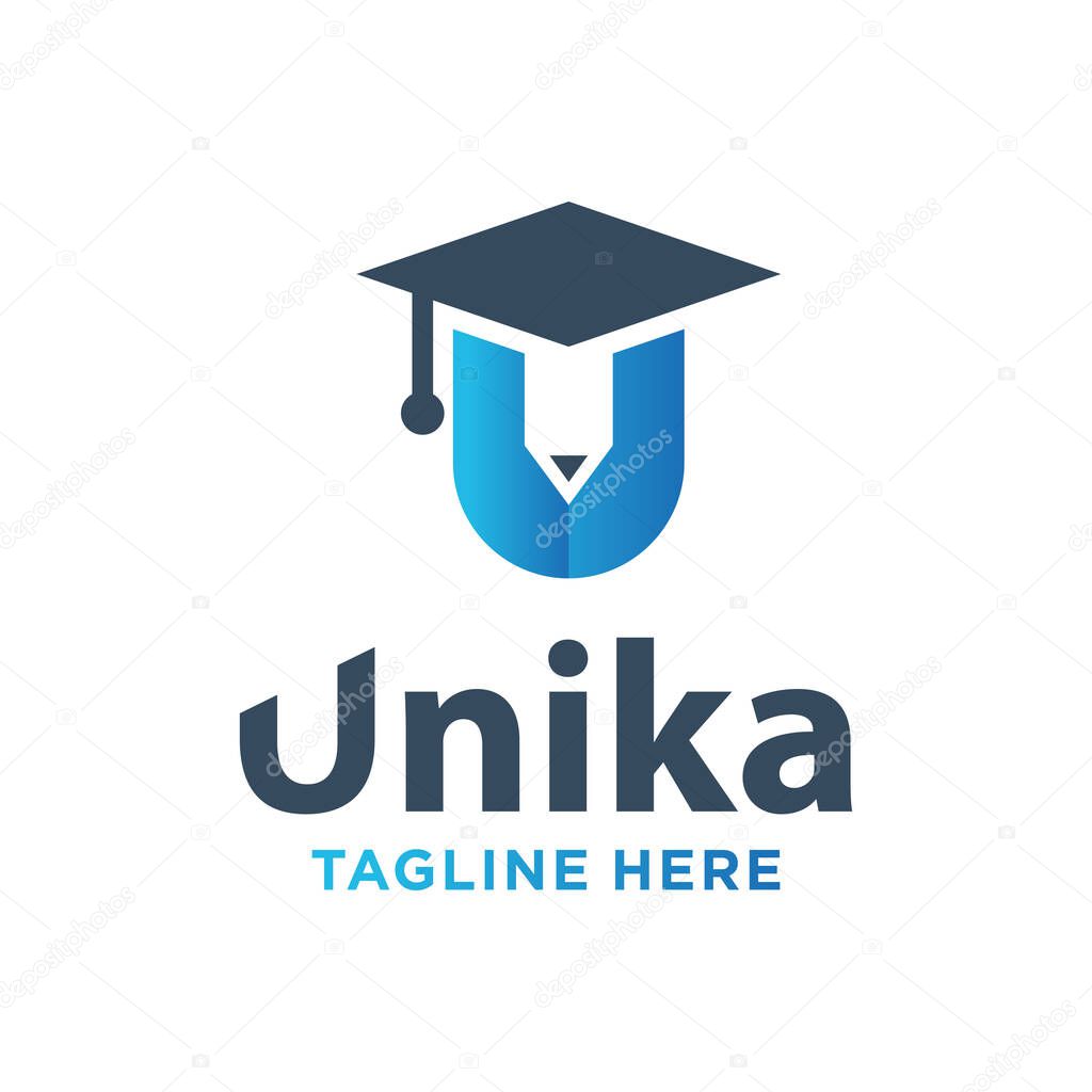 U initials education logo design your company