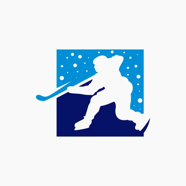 Hóquei Gelo Jogo Esportes Logotipo Design — Vetor de Stock