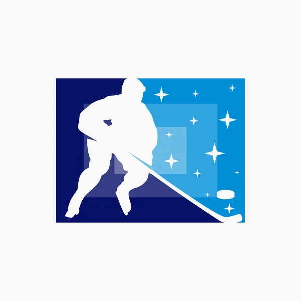 Hóquei Gelo Jogo Esportes Logotipo Design — Vetor de Stock