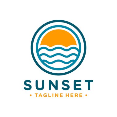 Logo tasarımı denizde günbatımının ana hatları