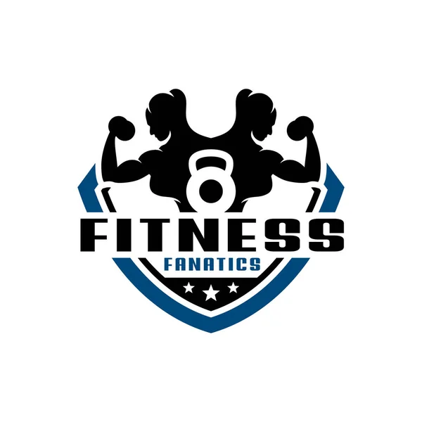 Design Logo Scudo Fitness Donna — Vettoriale Stock