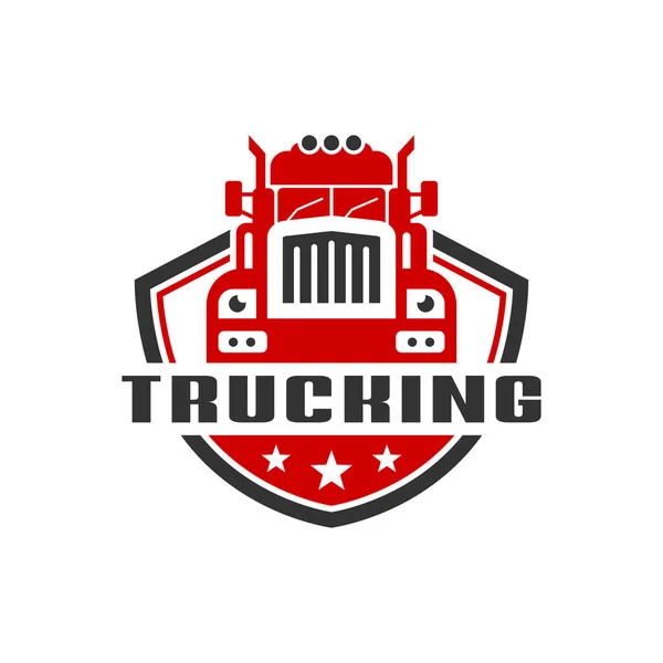 Conception Logo Bouclier Camion Transport — Image vectorielle