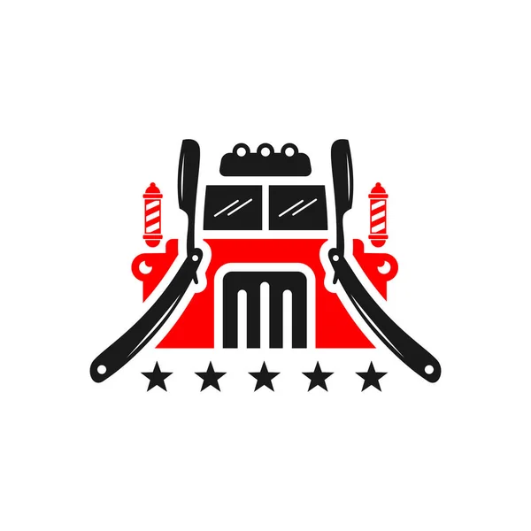 Corte Cabelo Caminhão Transporte Logotipo Design — Vetor de Stock
