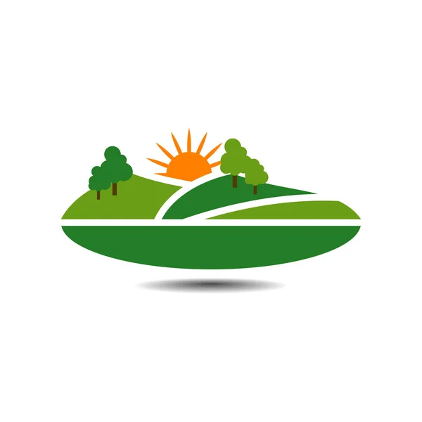 Zielony Ogród Projekt Logo Budynku Domu — Wektor stockowy