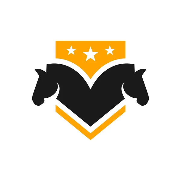 Projeto Logotipo Cabeça Cavalo Escudo — Vetor de Stock