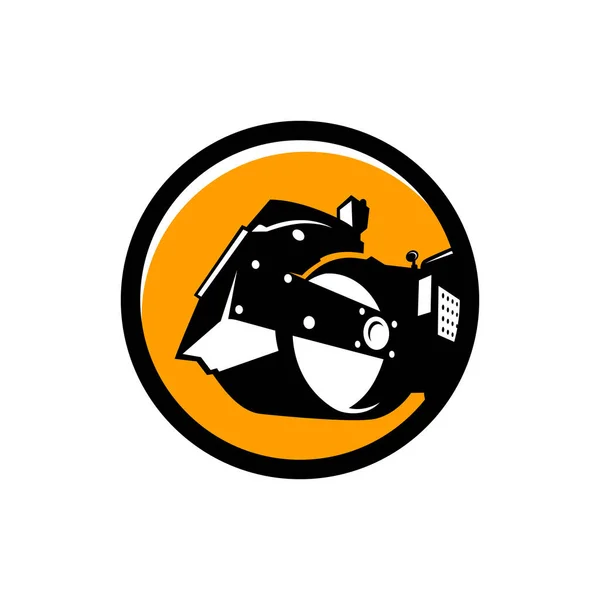 Tandem Roller Asfalt Weg Bouwgereedschap Logo Ontwerp — Stockvector