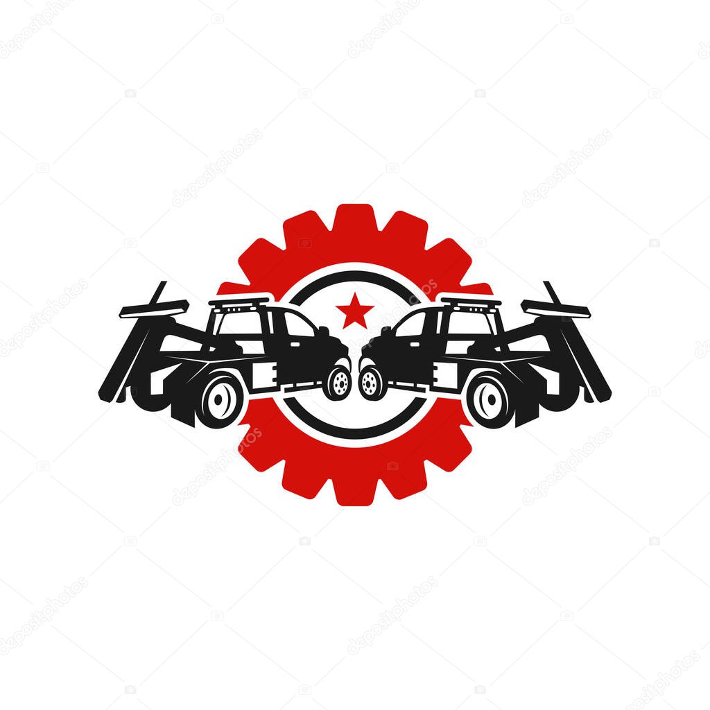 Towing car transportation service logo design