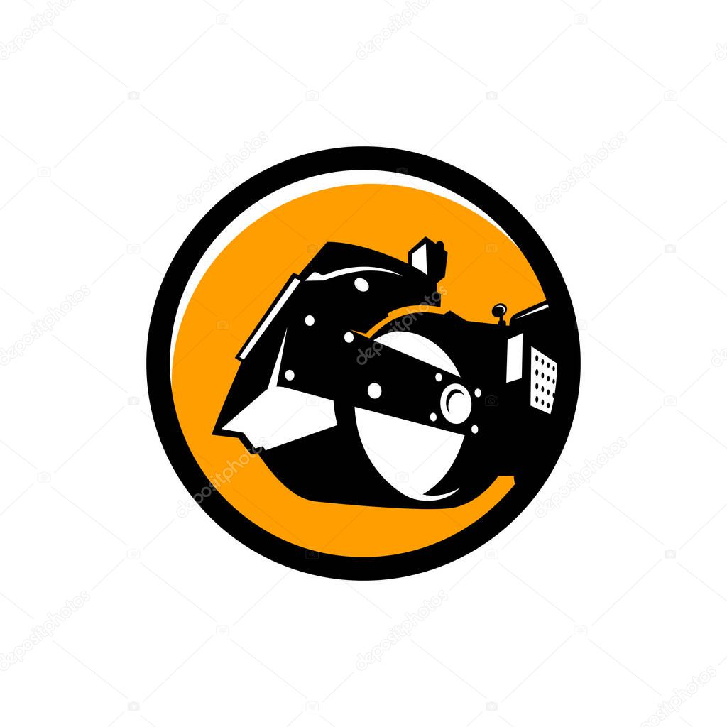 Tandem roller asphalt road construction tool logo design