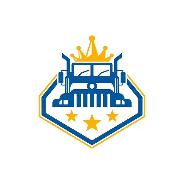 Transporte Caminhão Rei Logotipo Design — Vetor de Stock