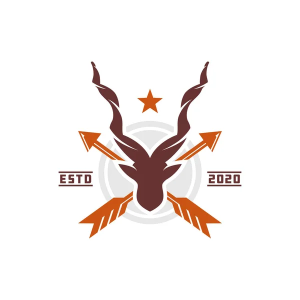 Cervo Caçador Logotipo Vintage Design — Vetor de Stock