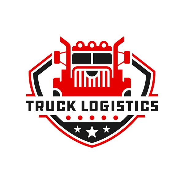 Logistica Camion Scudo Logo Design — Vettoriale Stock